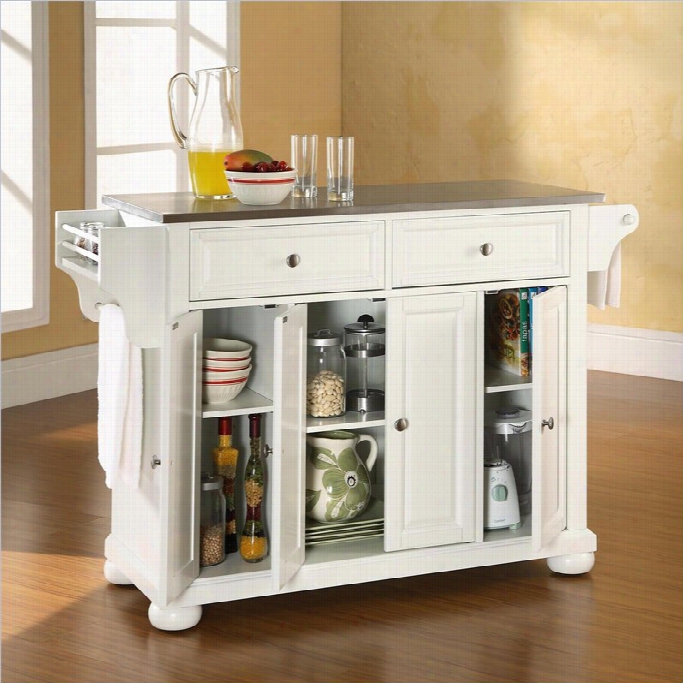 Crosley Alexandria Stainless Steel Top Kirchen Island In White