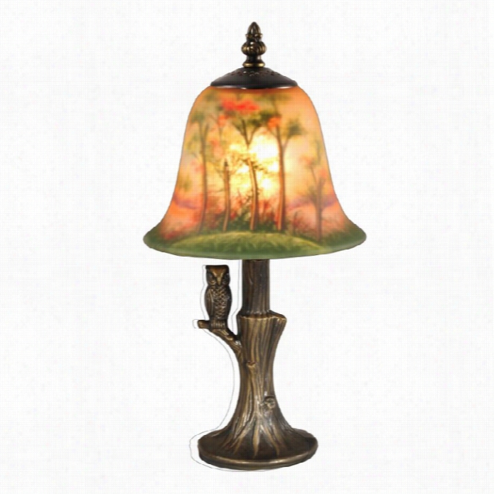 Dale Tiffany Hand Painted With Owll Accent Lamp