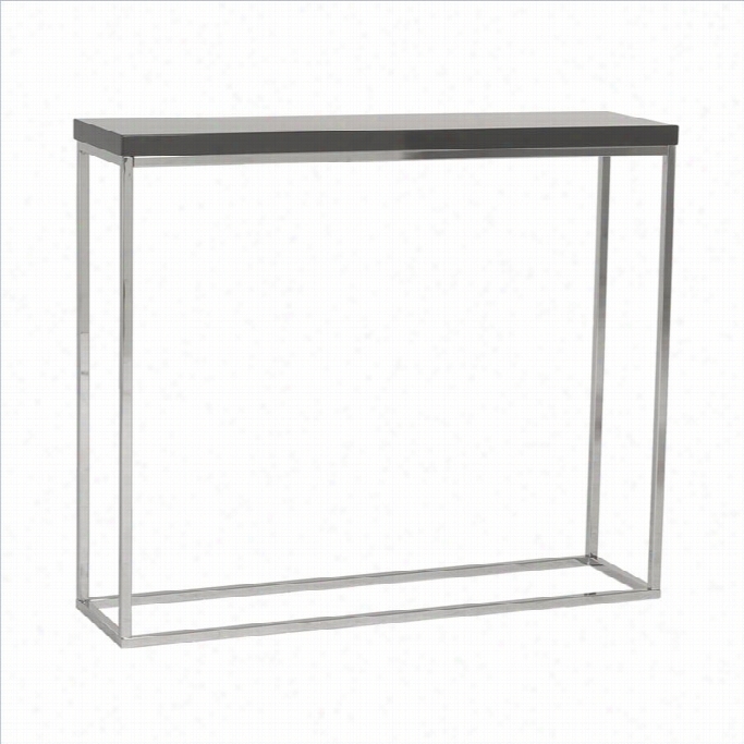 Eurostyle Teresa Console Table In Gray Lacquer/polished Steel