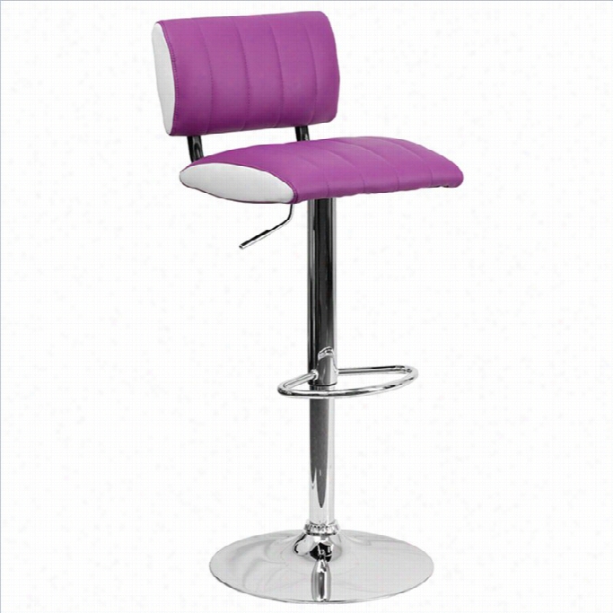 Flash Furniture 25 To 34 Adjustable Bar Stool In Purple And White