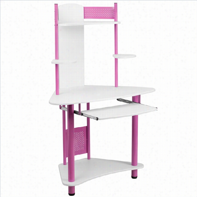 F Lash Furniture Cornne R Computer Desk Wigh Hutch In Pink