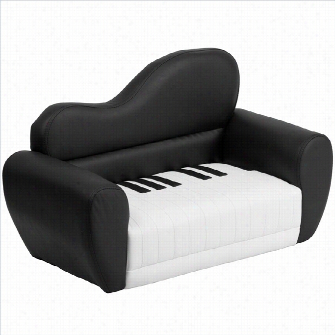 Flash Furniture Kids Piano Chair In Black And White