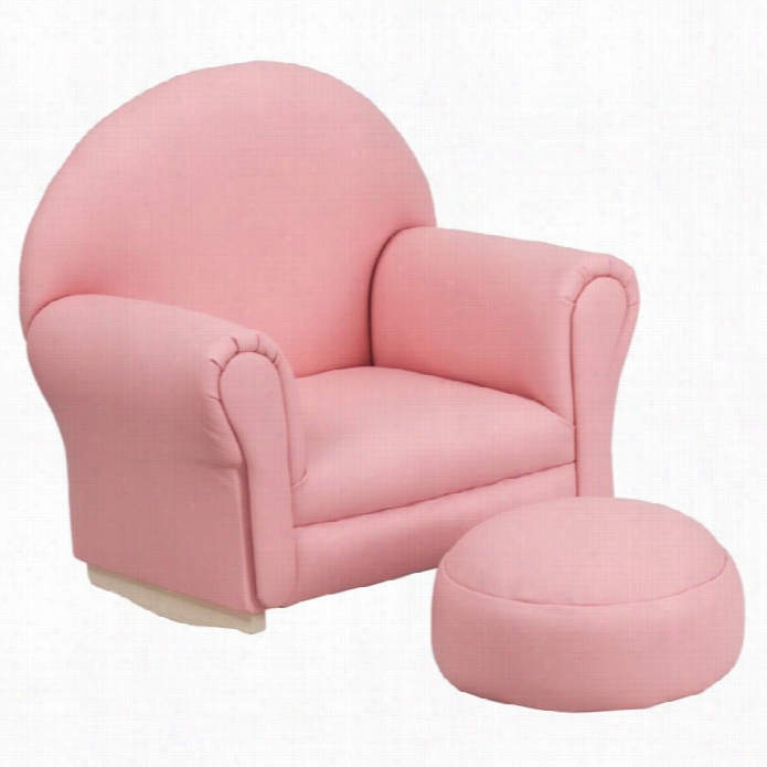 Flash Furniture Kids Pink Vinyl Rocker Chiar And Footrest