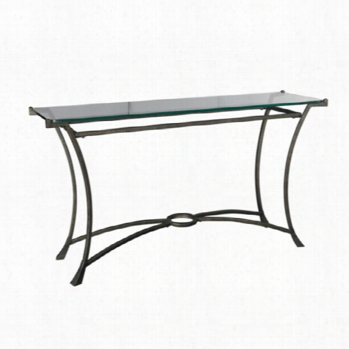 Hammary Sutton Glass Sofa Table In Dark Brunished Steel