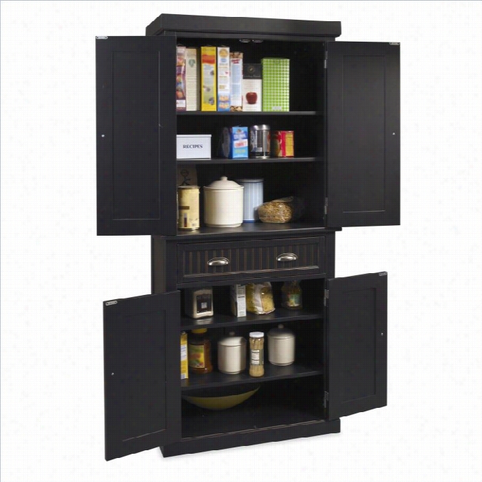 Home Styles Nantucket Pantry In Distressed Black Finish