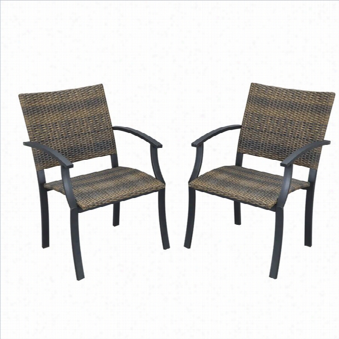 Home Styles Newport Arm Chairs In Black/brown (set Of 2)