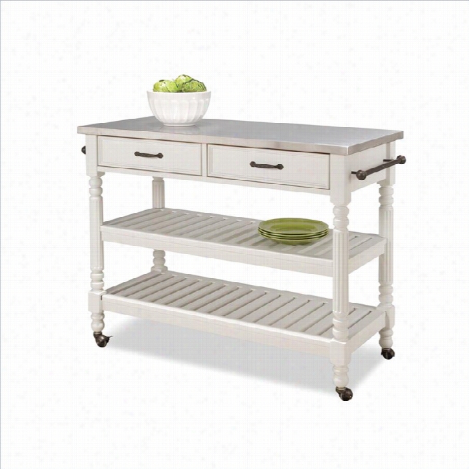 Home Styles Savannah Unsullied Steel Kitchen Cart