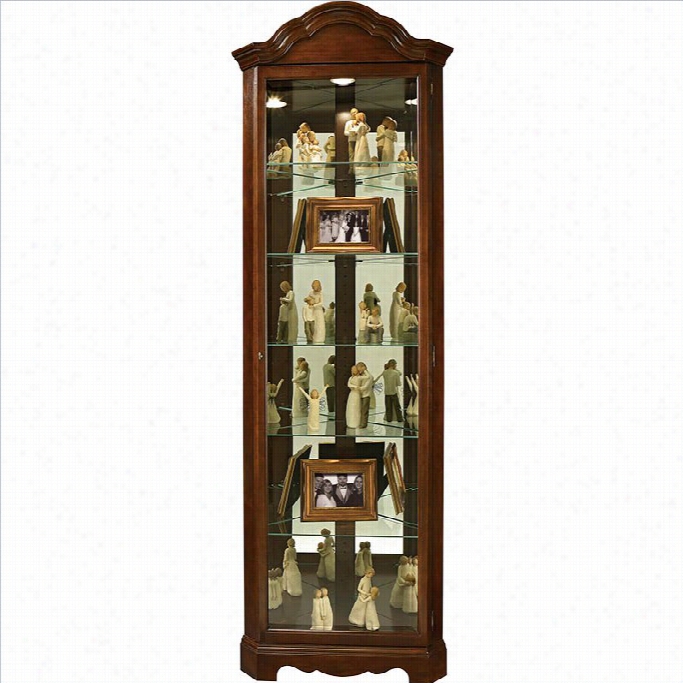 Howard Milelr Murphy Corner Curio Cabinet In Cherry Bordeaux