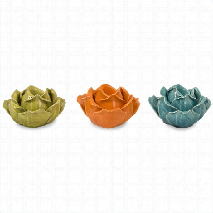 Imax Corporagion Chelan Flower Candle Hol Ders In Donation Box (set Of 3)