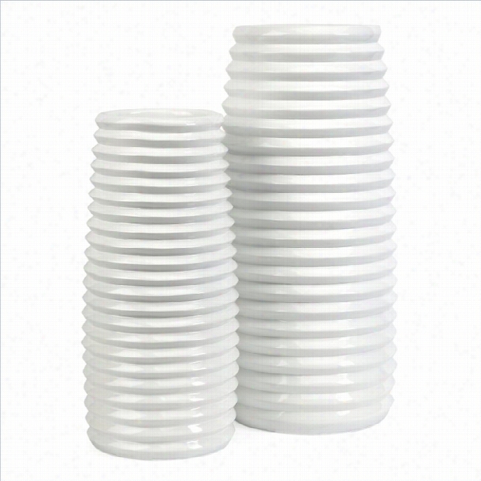 Imax Corporation Daley Ribbed Vases In Pure (set Of 2)