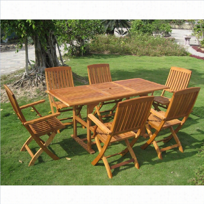 International Caravan Bascara 7 Piece Wood Patio Dining Set In Natural