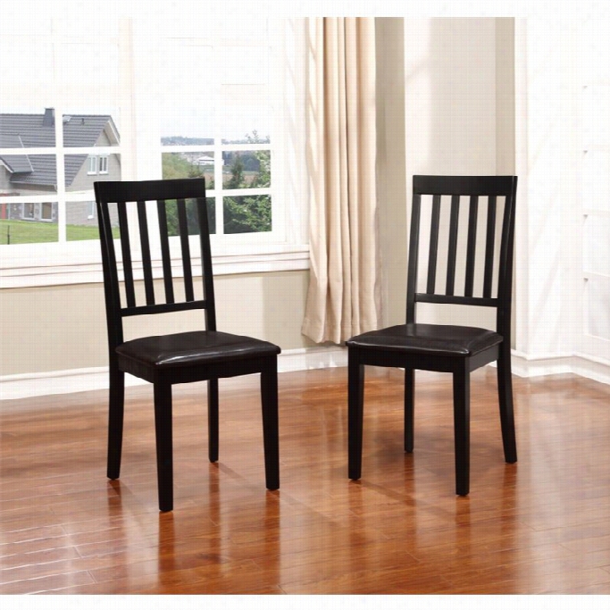 Linon Cayman Mission Back Dining Chair In Black (suit Of 2)