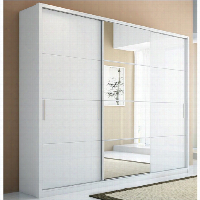 Manhattan Comfort Bellevue 3-door Wardrobe In White Gloss