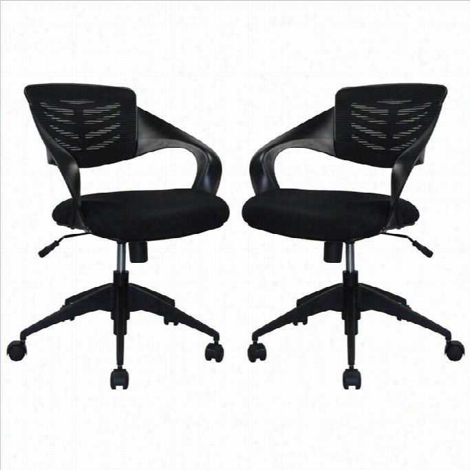 Manhattan Comfort Wood Office Chair In Black (set Of 2)