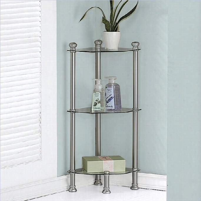 Monarch 33 Corner Etagere In Nicke Lwith Temepred Glass