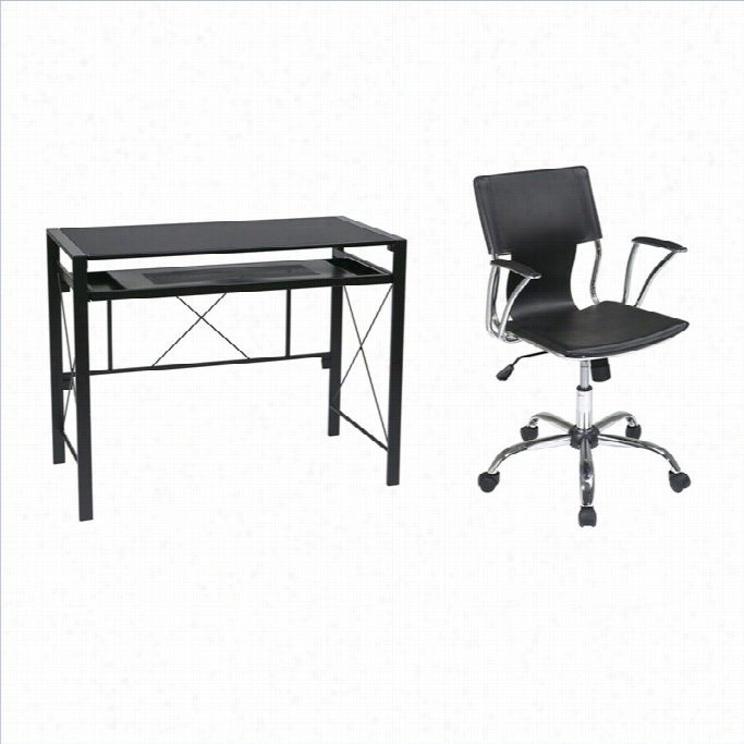 Office Satr Cresto Desk In Black With Dorado Vinyl Office Chair