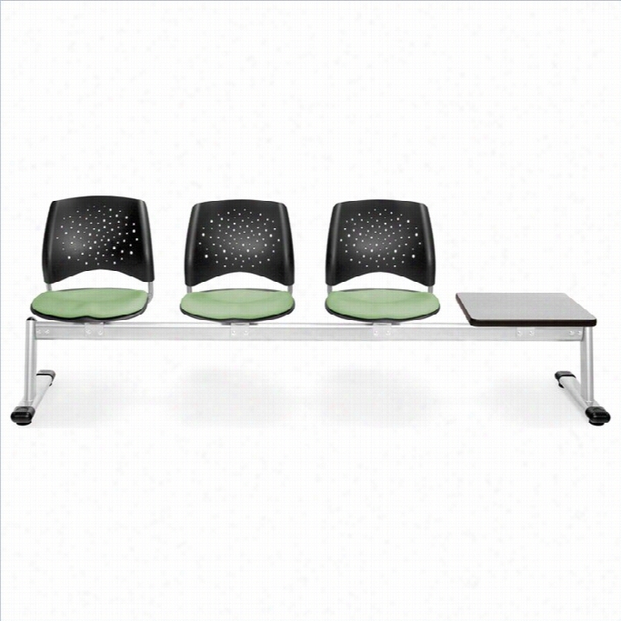 Ofm Star Beam Sating With 3 Seats And Table In Sage Green And Gray