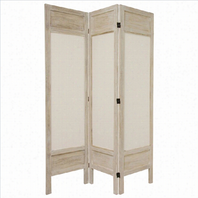 Orental Furniture Tall Solid Frame 3 Panel Room Divider In White