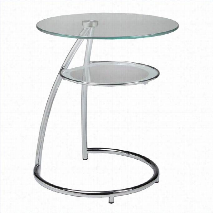 Pastel Furniture Hatfield 20 Round Glass Top End Table In Chrome
