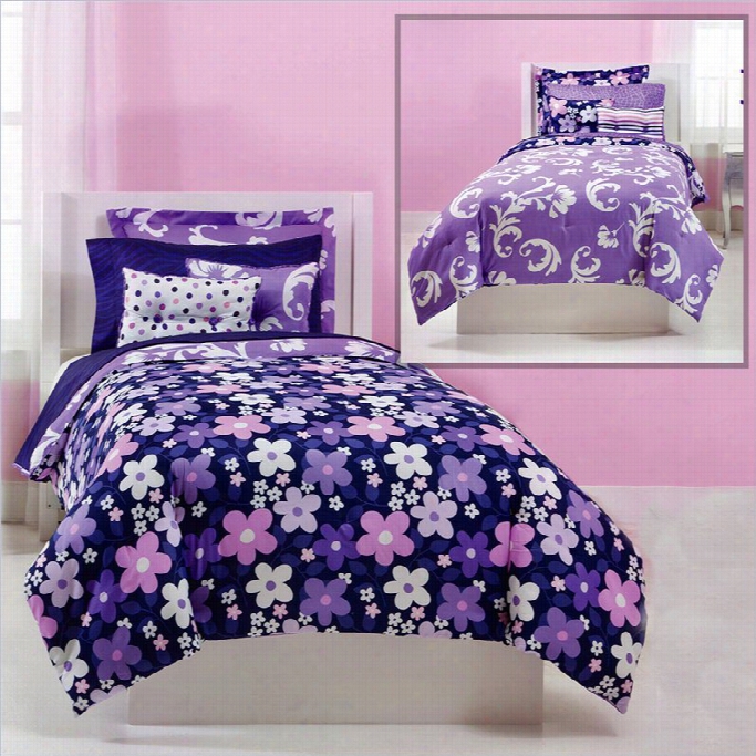 Pem America Jackie Twist Grape Gatsby Comforter Set-twin