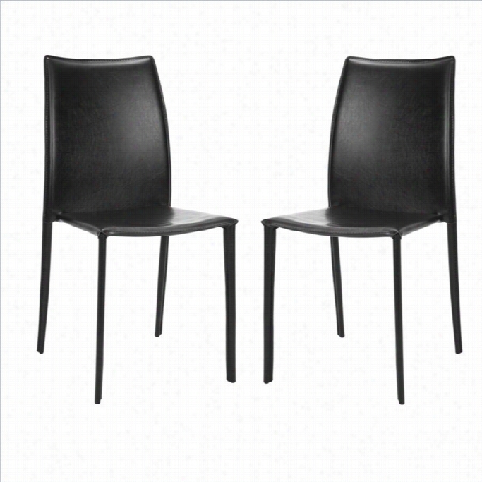 Safavieh Aidan Vinyl Dinin G Chair In Black (s Et Of 2)