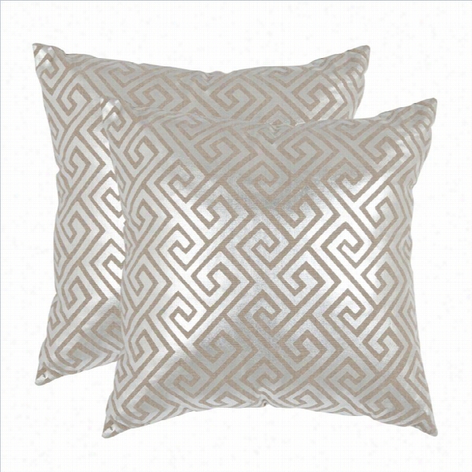 Safavieh Jayden Pillow 22-inch Decorative Pillows In Silver (set Of 2)