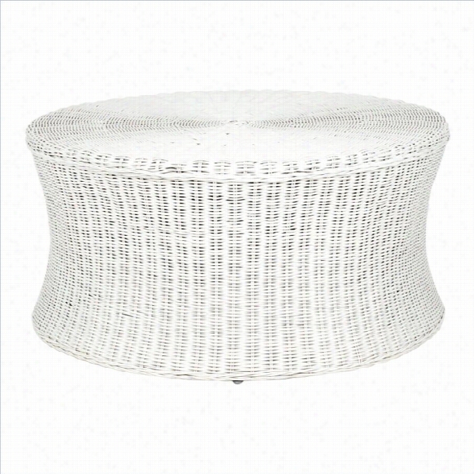 Safavieh Ruxtoon Wicker And Woody Ottoman In White