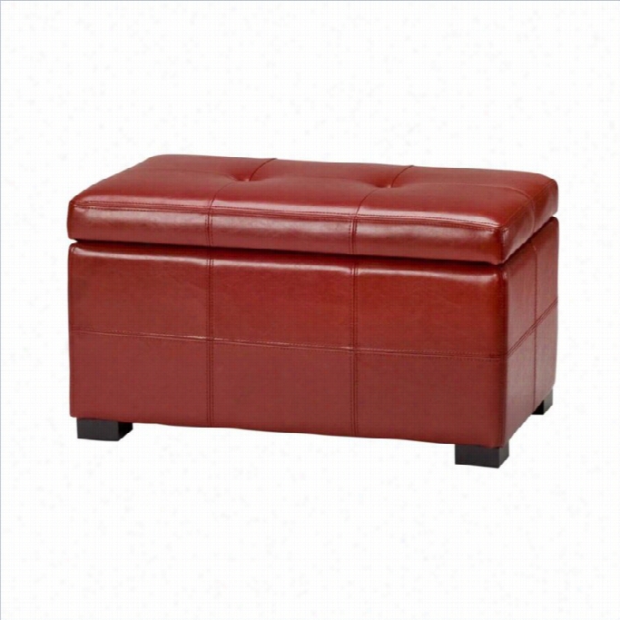 Safavieh Small Maidn Tufted Leather Storage Ottoman In Red