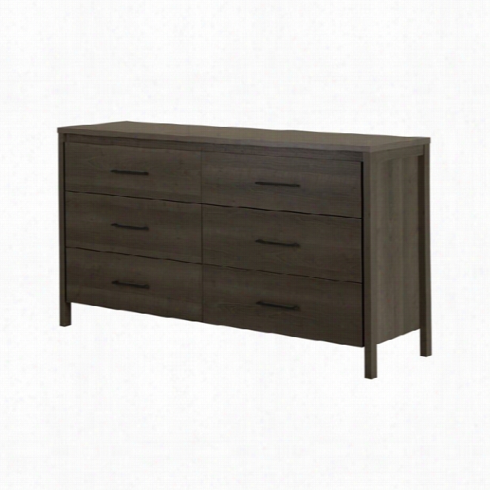 South Shore Gravitty 6 Drawer Dresser In Gray Maple