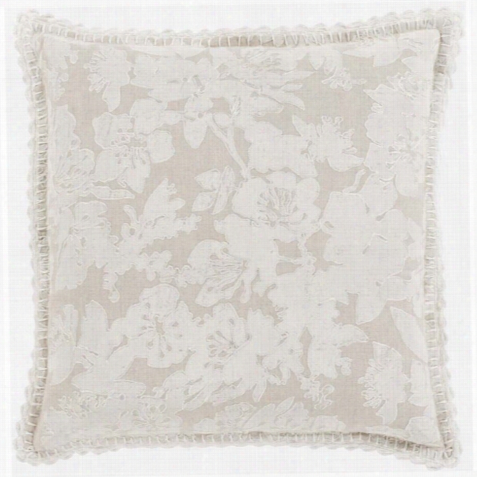 Surya Evelyn  Poly Fill 20 Square Pillow In  Gray And Ivory