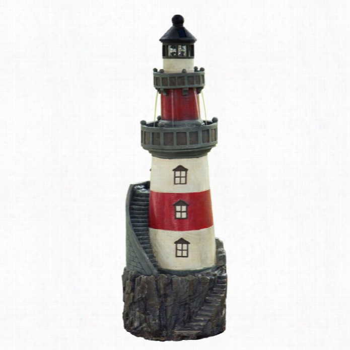 Teamson Peaktop Rotat Ing Solar Powered Light House Fountain