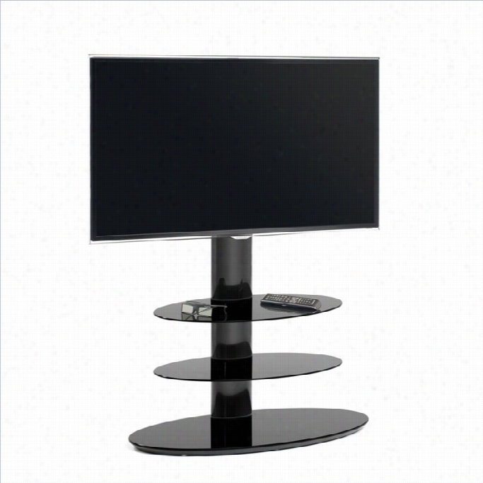 Techl Ink Strata 3 Shelf Pedestal Tv Stand In Bl Ack