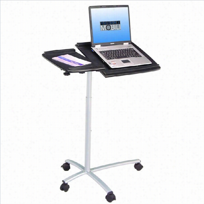 Techni Mobili Adju5table Standing Laptop Cart In Plumbago