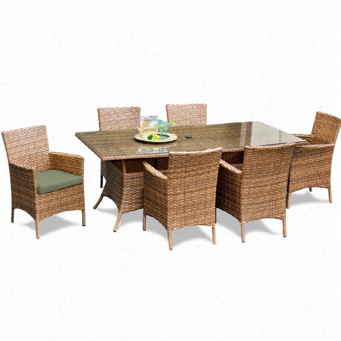 Tkc Laguna 7 Piece Wicker Patio Dining Set In Cilantro