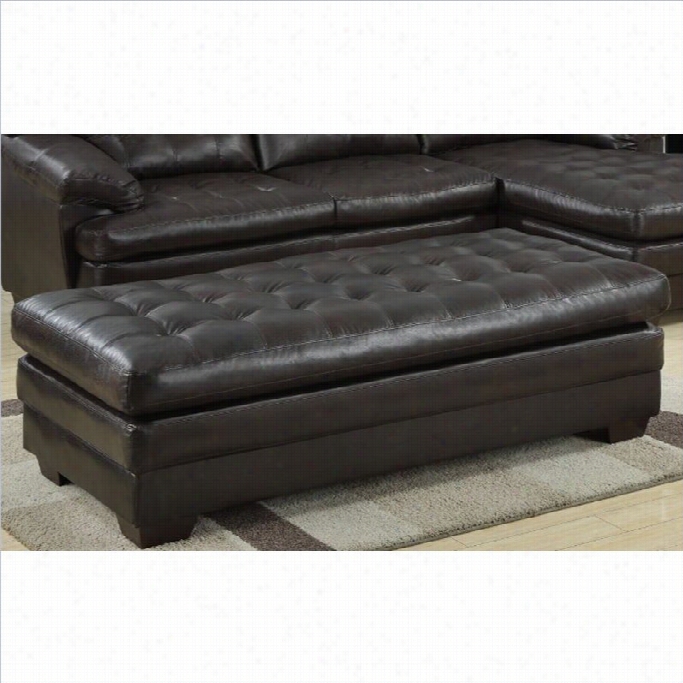 Trent Home Brooks Leather Bench O Ttoman In Dak Brown