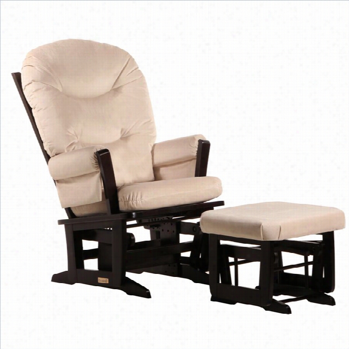 Ultramotion By Dutailier Modern Glider And  Ottoman Set In Espresso And Light Beige