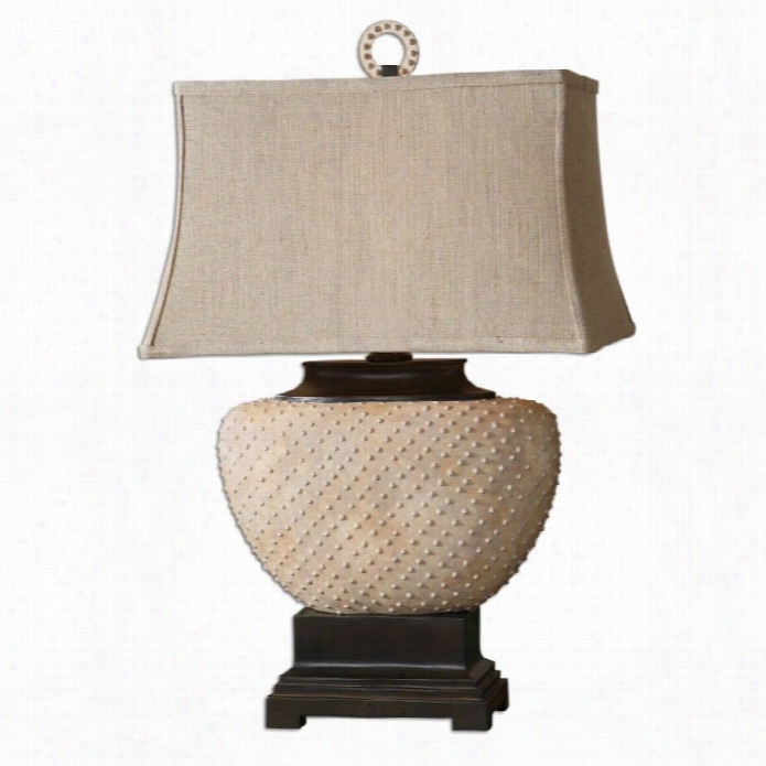 Uttermost Cumberlamd Beaded Ceramic Able Lamp In Pale Sandstone