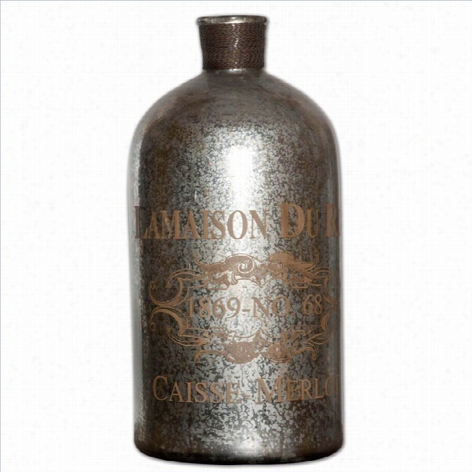 Uttermost Lamaison Large Mercury Glass Bottle In Silver