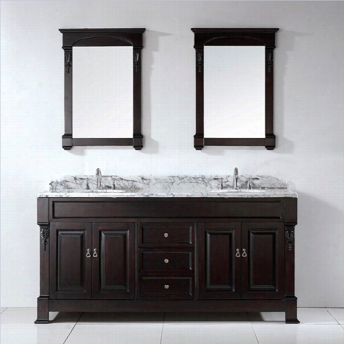 Taste For Curiosities Hntshire 72 Marble Double  Bqthroom Vanity Set In Dark Walnut