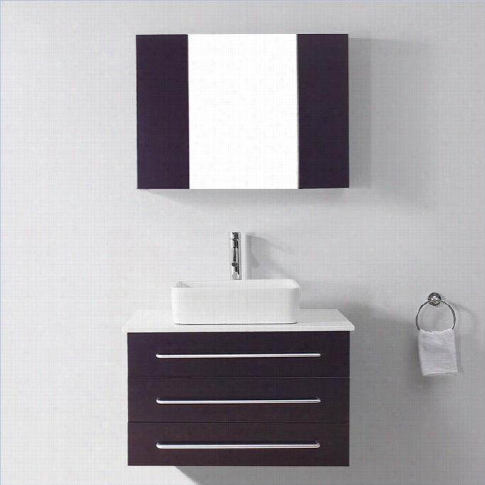 Virtu Usa Ivy 33 White Rock Single Bathroom Vanity Cabindt Set In Es Presso