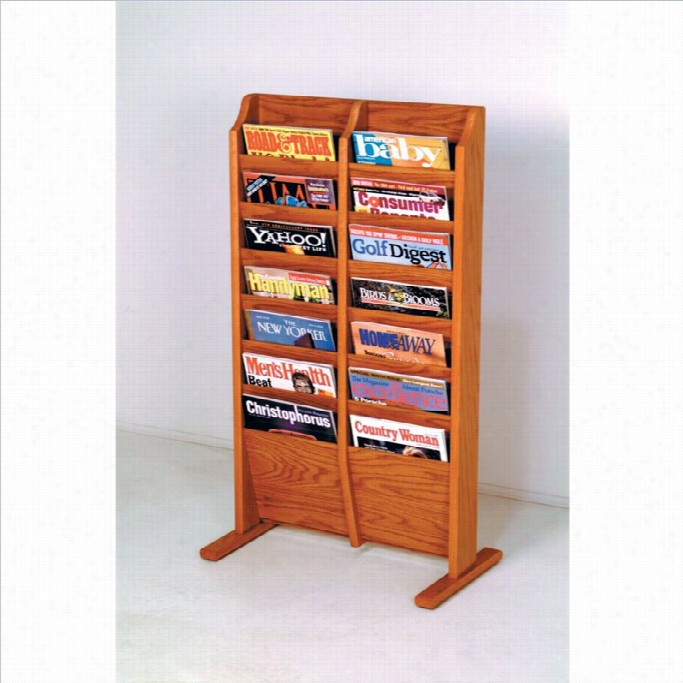 Wooden Malley 14 Pocketmagazine Rack In Medium Oak