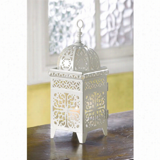 Zingz And Thingz Scrollwor K Candle Lantern In Whte