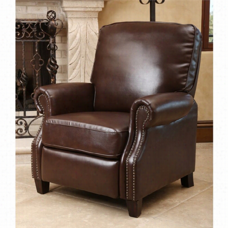 Abyson Livving Claarkton Leather  Pushback Recllinsr In Brown