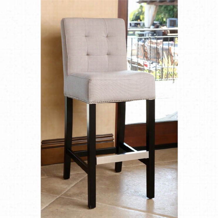 Abbyson Living Linden 30 L1nen Bar Stool In Beige