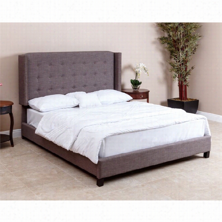 Abbyson Living Scarlett  Queen Full Tufted Llinen Bed In Gray