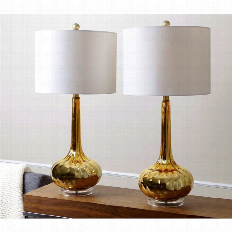 Abbyson Living Selia Ant Iqued Glass Table Lamp In Gold (set Of 2)