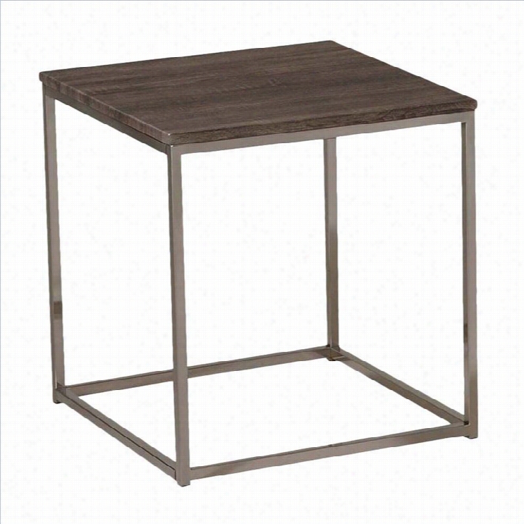 Acme Furniture Cecil Fragment Table In Walnut And Brushed Nickel