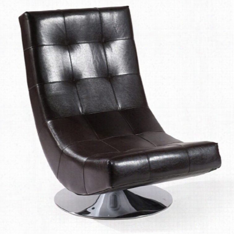 Armen Living Mario Leather Swivel Accennt Chair  In Brown