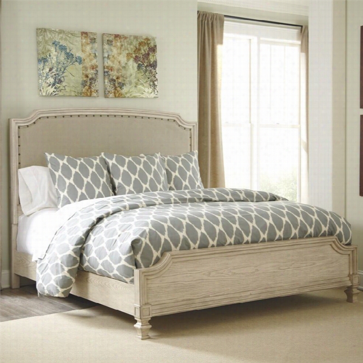 Ashley Demarlos Upholstered Queen Panel Bed Ni Parchment