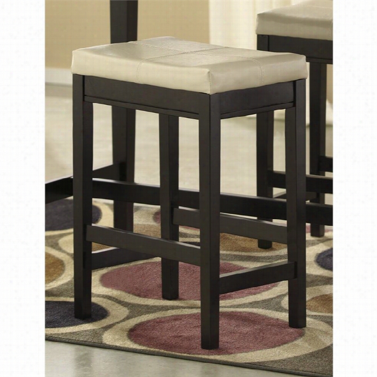 Ashley Kimonte 24 Faux Leatjer Counter Stool In Ivory